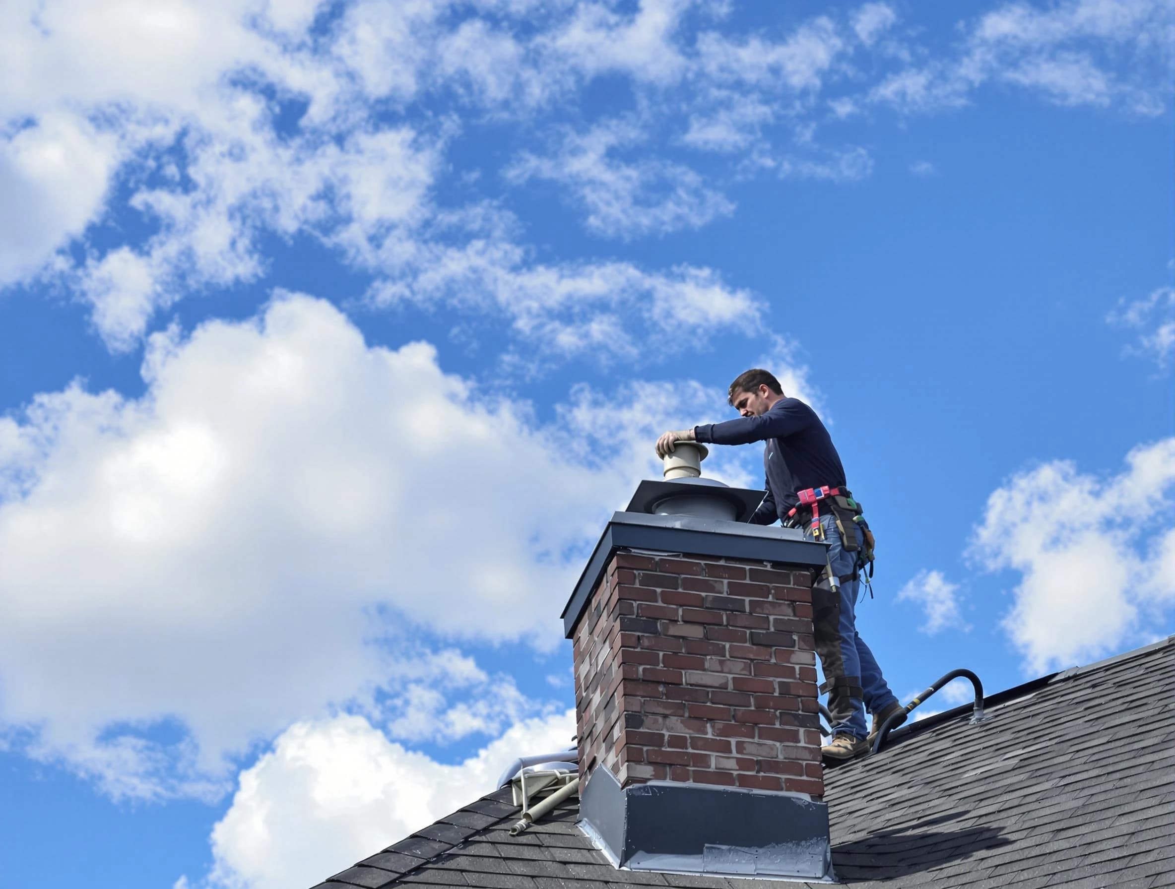 Chandler Chimney Sweep installing a sturdy chimney cap in Chandler, AZ