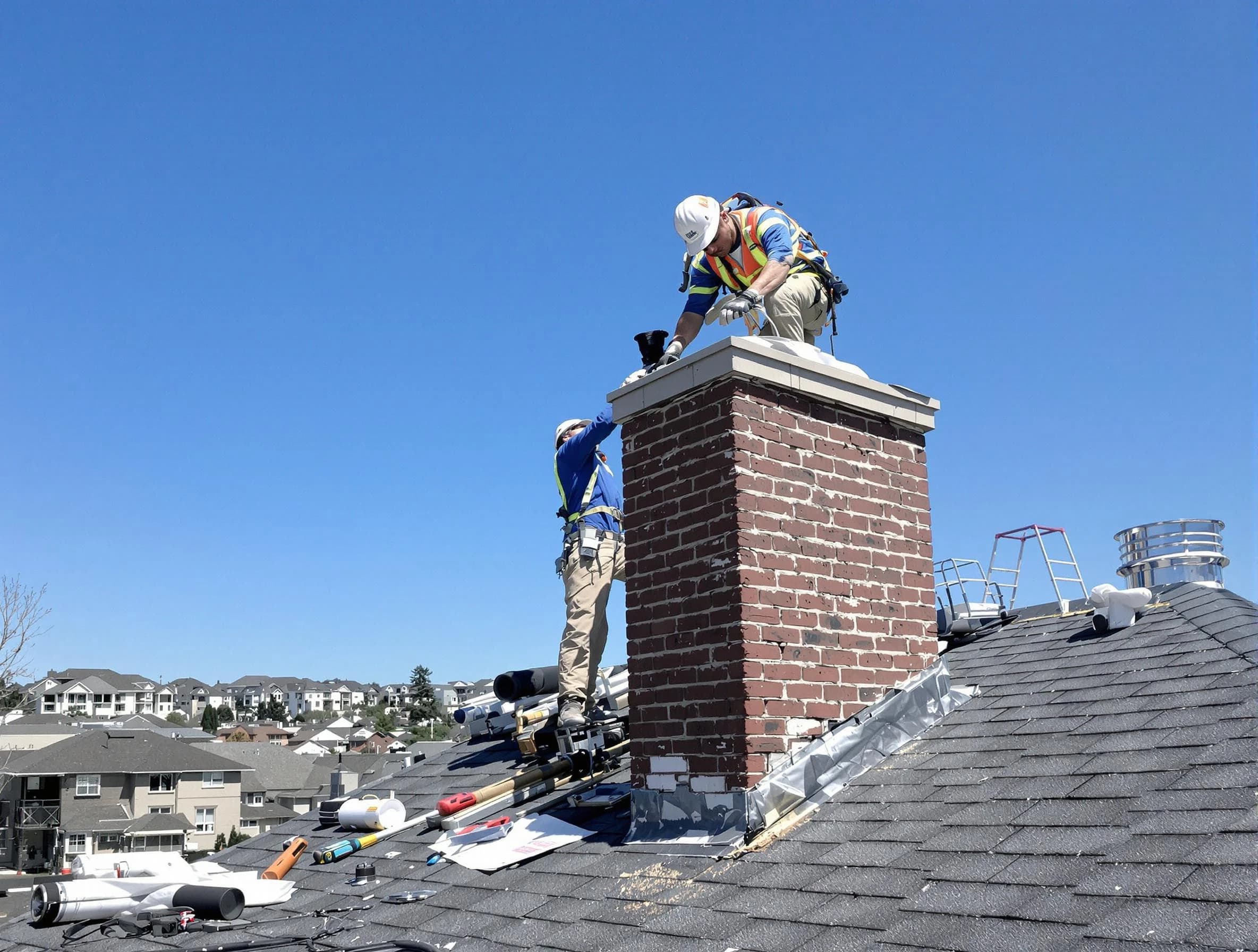 Chandler Chimney Sweep repairing a chimney crown in Chandler, AZ