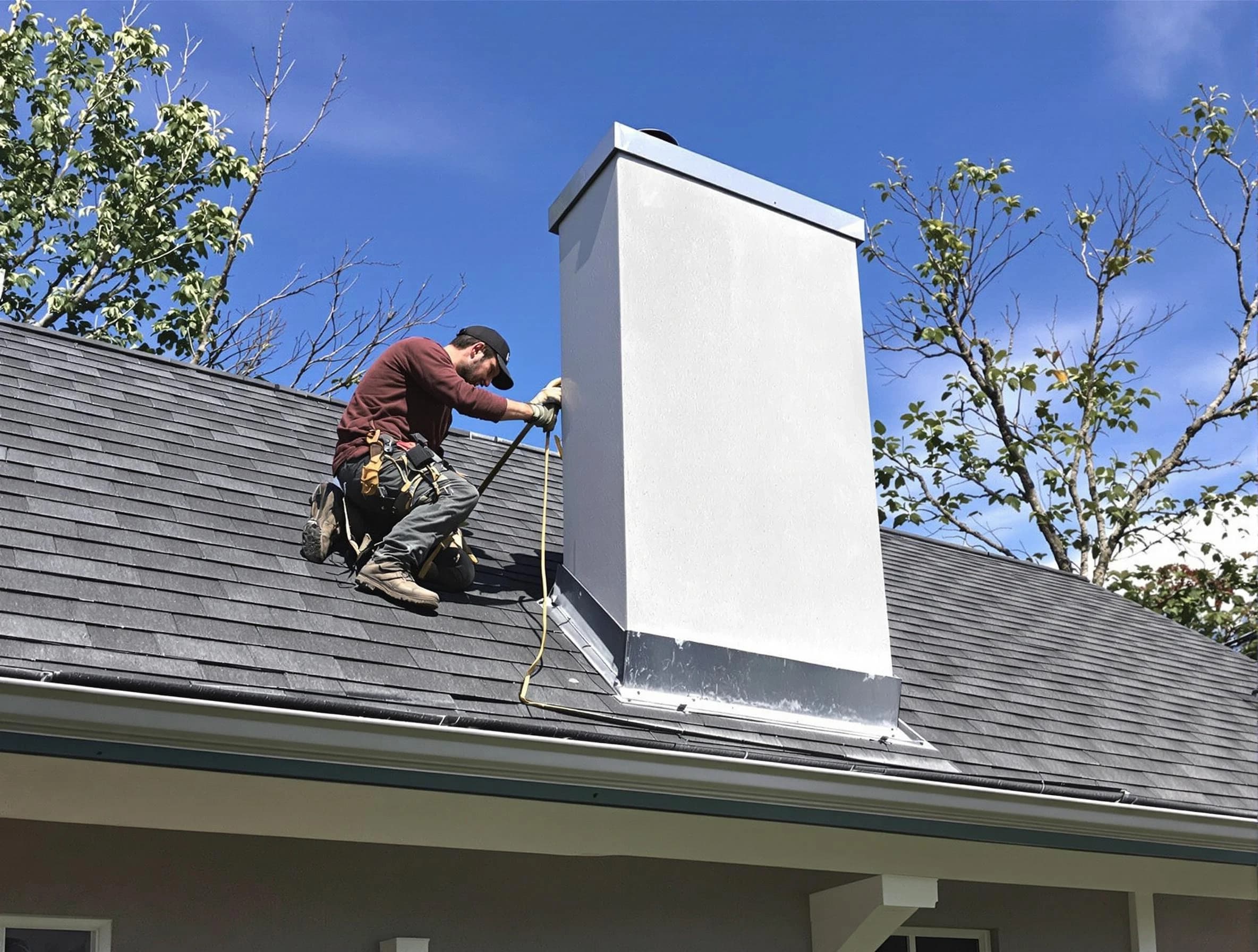 Chandler Chimney Sweep team member finishing chimney construction in Chandler, AZ