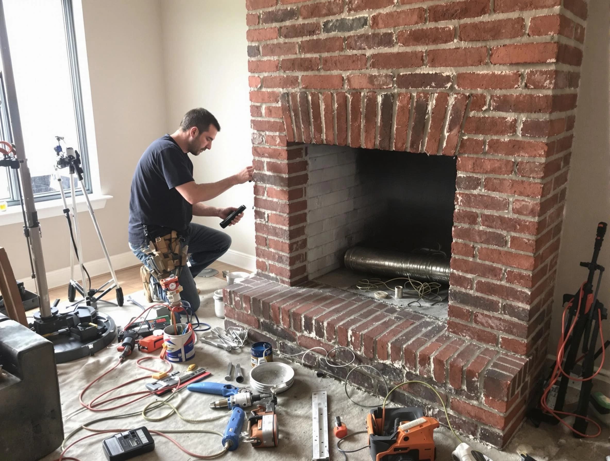 Chandler Chimney Sweep specialist finalizing chimney liner service in Chandler, AZ