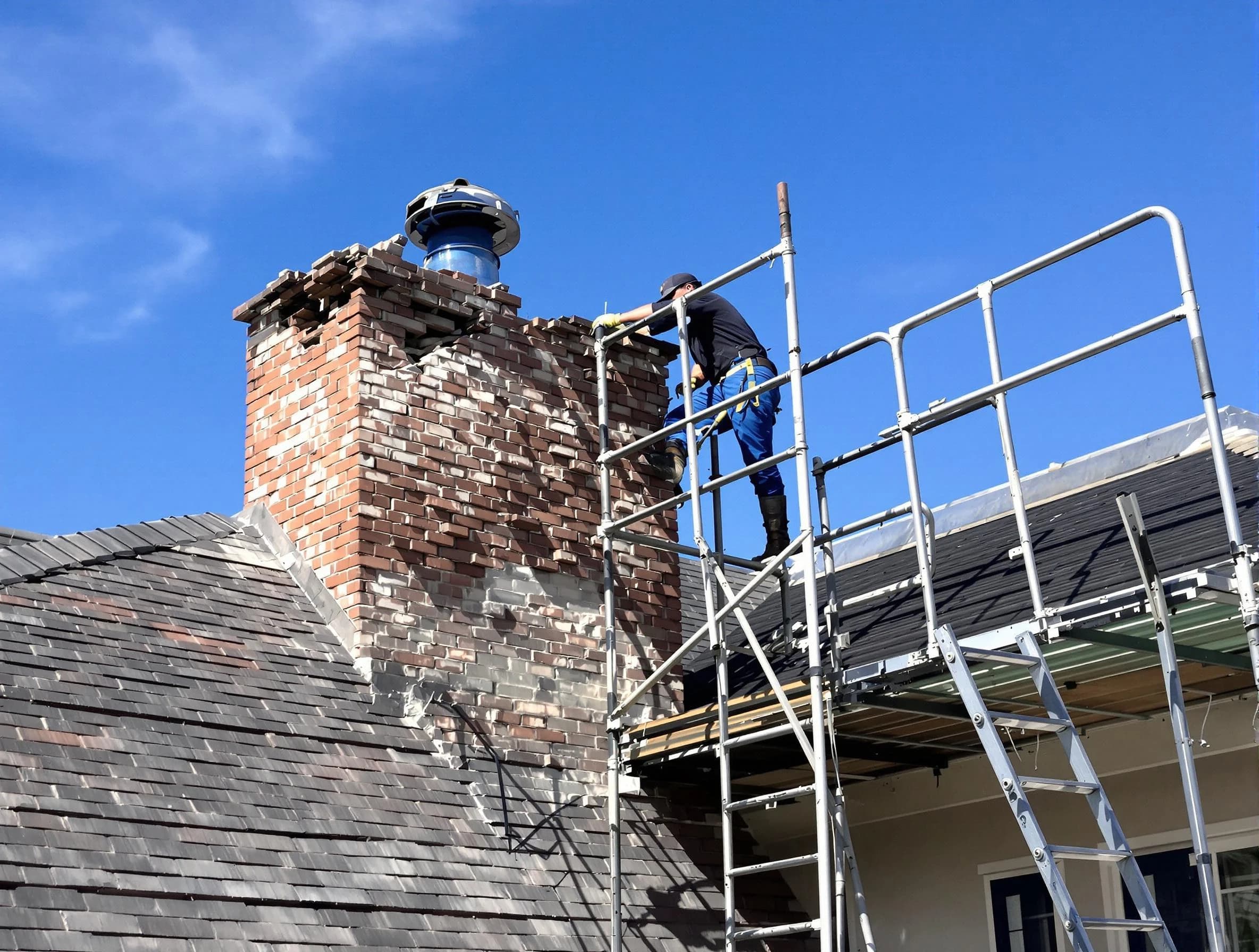 Rebuilding a chimney structure by Chandler Chimney Sweep in Chandler, AZ