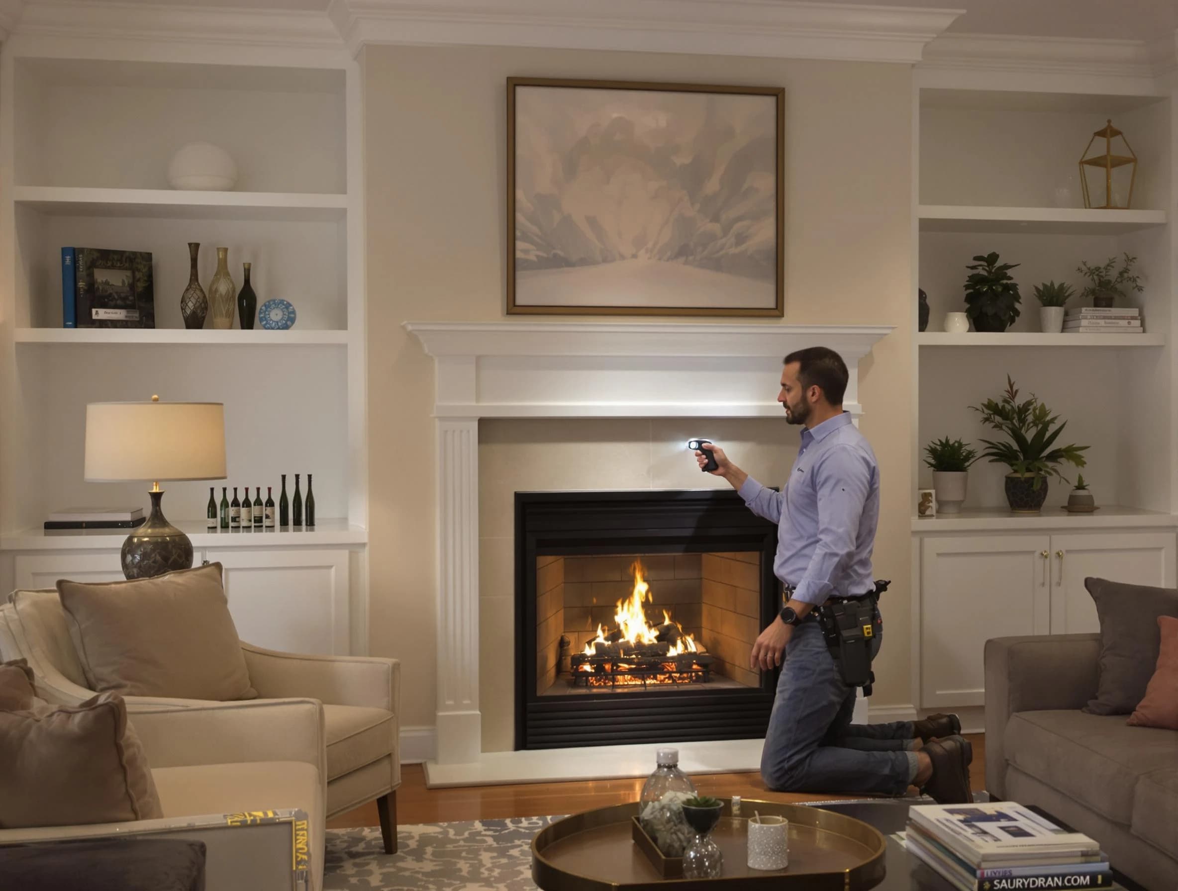 Chandler Chimney Sweep conducting a fireplace safety inspection in Chandler, AZ