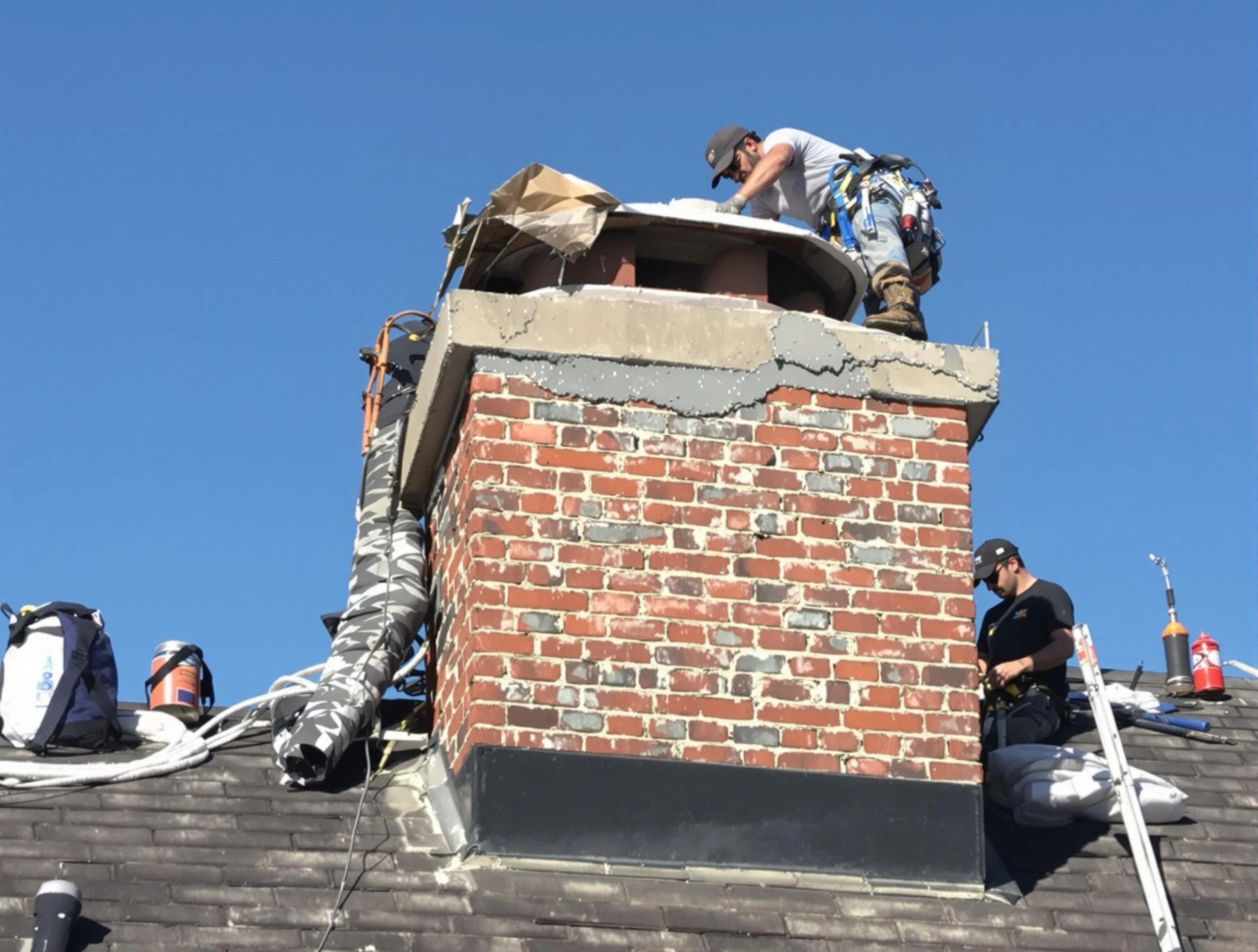 Chandler Chimney Sweep installing a custom chimney crown in Chandler, AZ