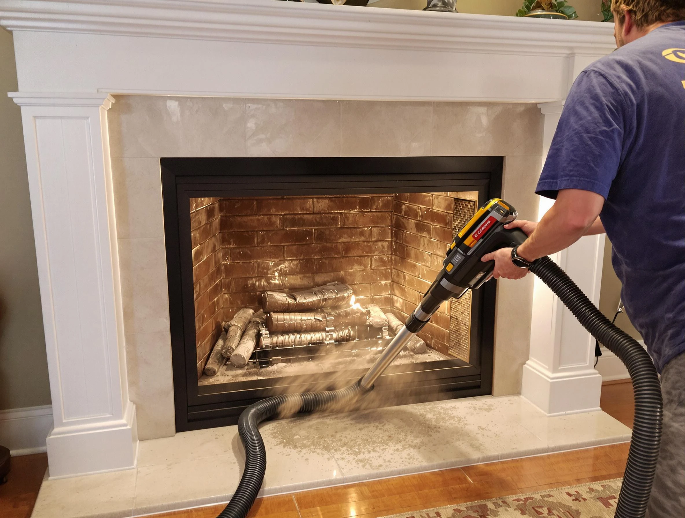 Fireplace cleaning performed by Chandler Chimney Sweep in Chandler, AZ