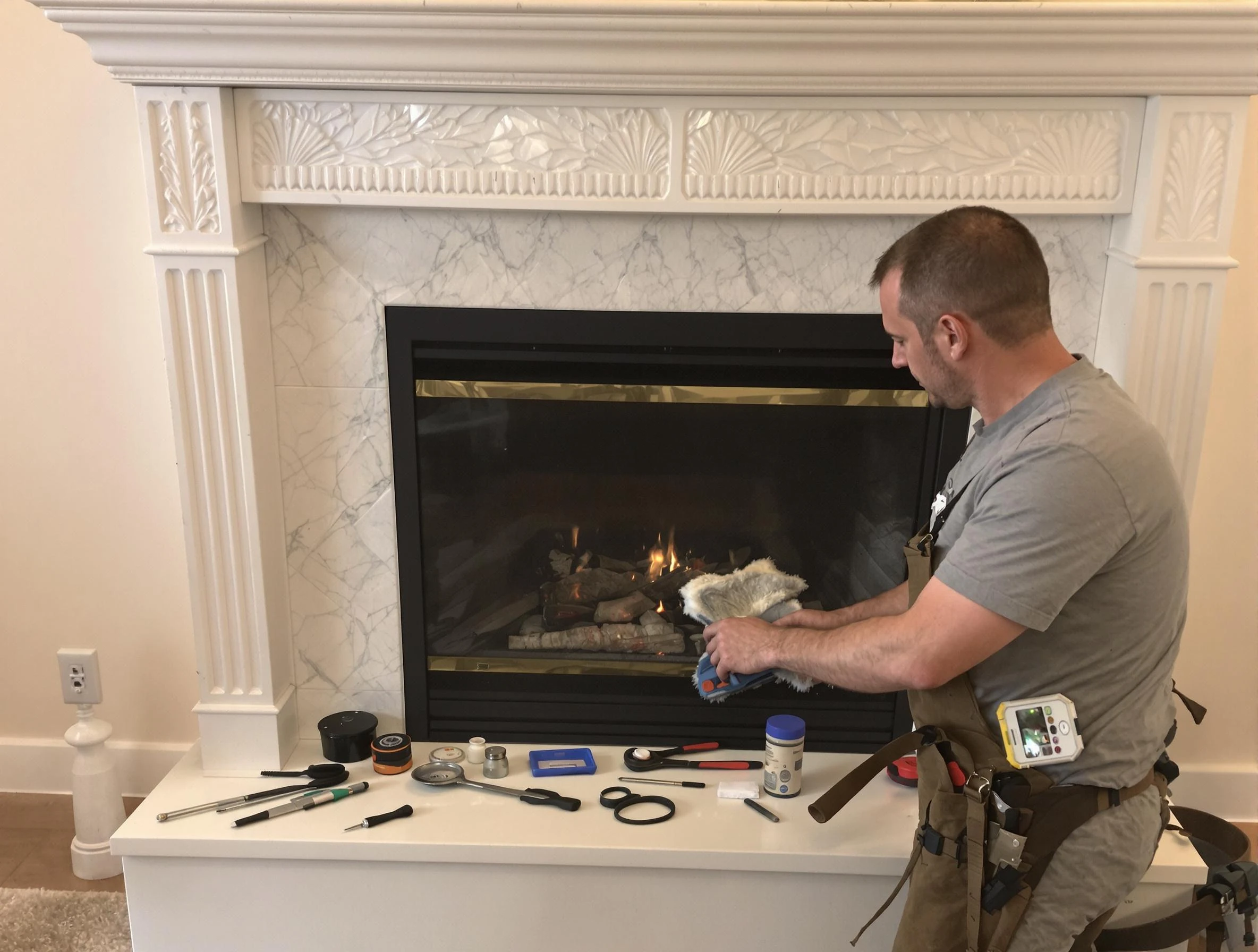 Chandler Chimney Sweep performing fireplace maintenance in Chandler, AZ